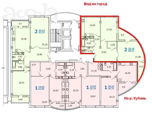 2 комн. квартира в жк "Европейский" 88 кв.м.