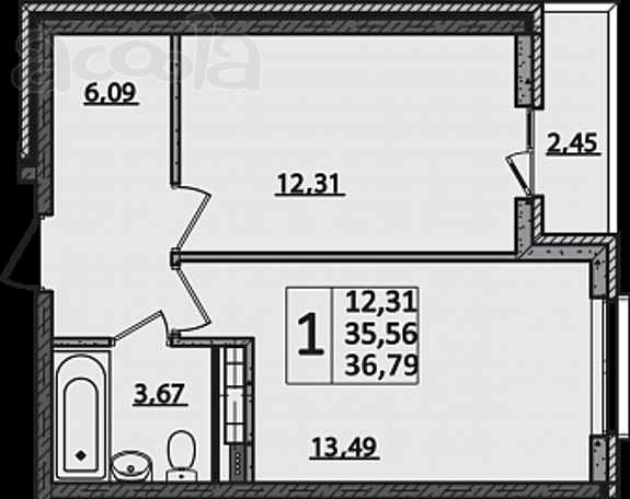 Продаю 1к. кв. 36кв. м. 1715т. р. таманская