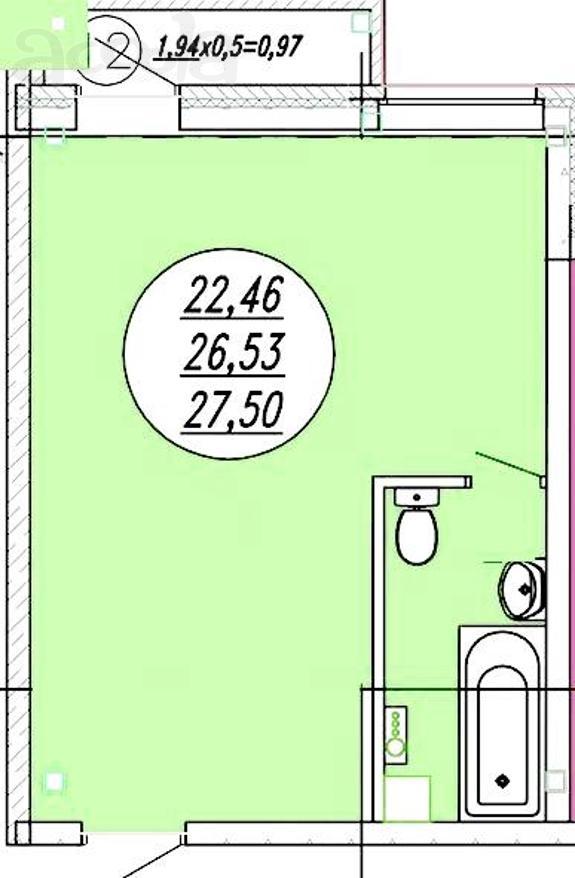 Продаю студию 28кв. м. 1830т. р. ставропольская