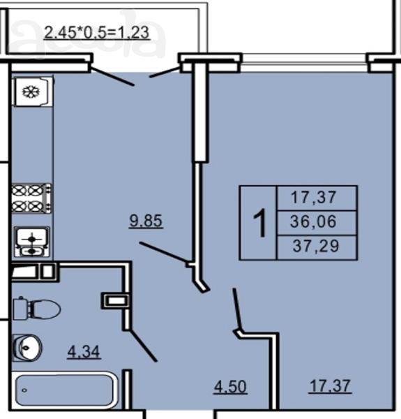 Продаю 1к. кв. 37кв. м. 1085т. р
