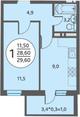 Продаю 1к. кв. 29кв. м. 1055т. р. западный обход