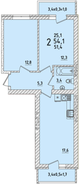 Продаю 2к. кв. 54,5кв. м. 1843т. р. яблоновский